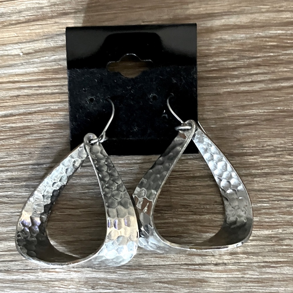 Hammered Silver Teardrop Earrings